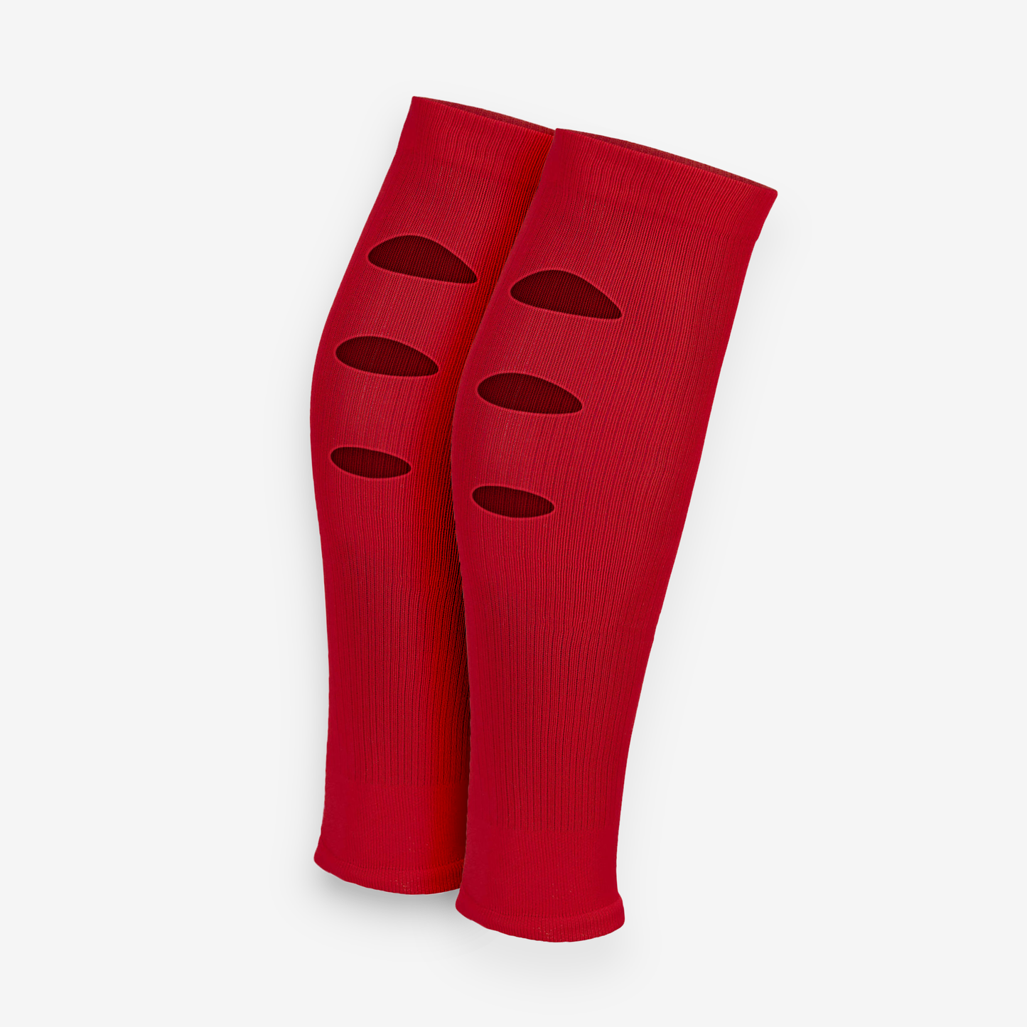 Chaussettes-a-trous-football, Manchons de football, precut socks ou jambières, couleur rouge, portées sur terrain de football | Game Changer