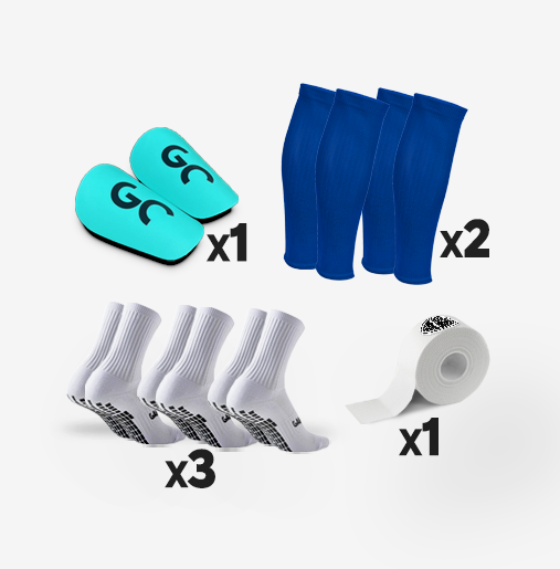 Pack Game Changer 3 paires de chaussettes antidérapantes + mini protège-tibias + 2 chaussettes coupées football + 1 Tape/Strap | Game Changer
