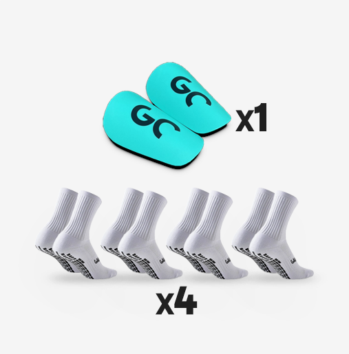 Pack Pro 4 paires de chaussettes antidérapantes + mini protège-tibias | Game Changer