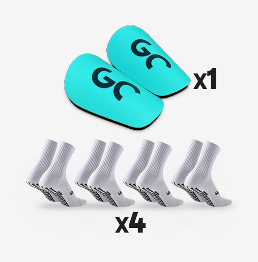 Pack Pro 4 paires de chaussettes antidérapantes + mini protège-tibias | Game Changer